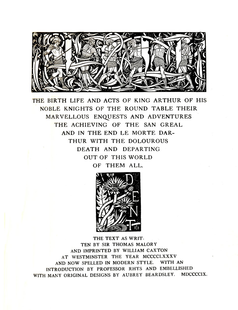 书名页，由Aubrey Beardsley为JM Dent and Sons Ltd先生设计，1909年，1914年。 作者 奥布里·比尔兹利