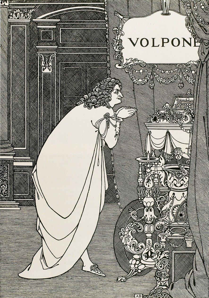 本·约翰逊 (Ben Johnson) 所著的 Volpone 或狐狸 (1609) 的扉页 作者 奥布里·比尔兹利