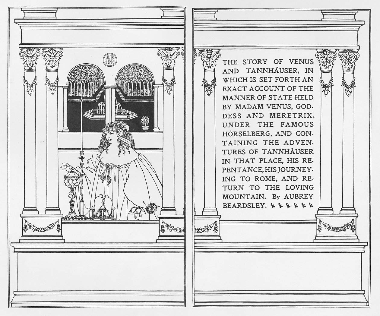 1895年“维纳斯与Tannhauser的故事”的标题页 作者 奥布里·比尔兹利