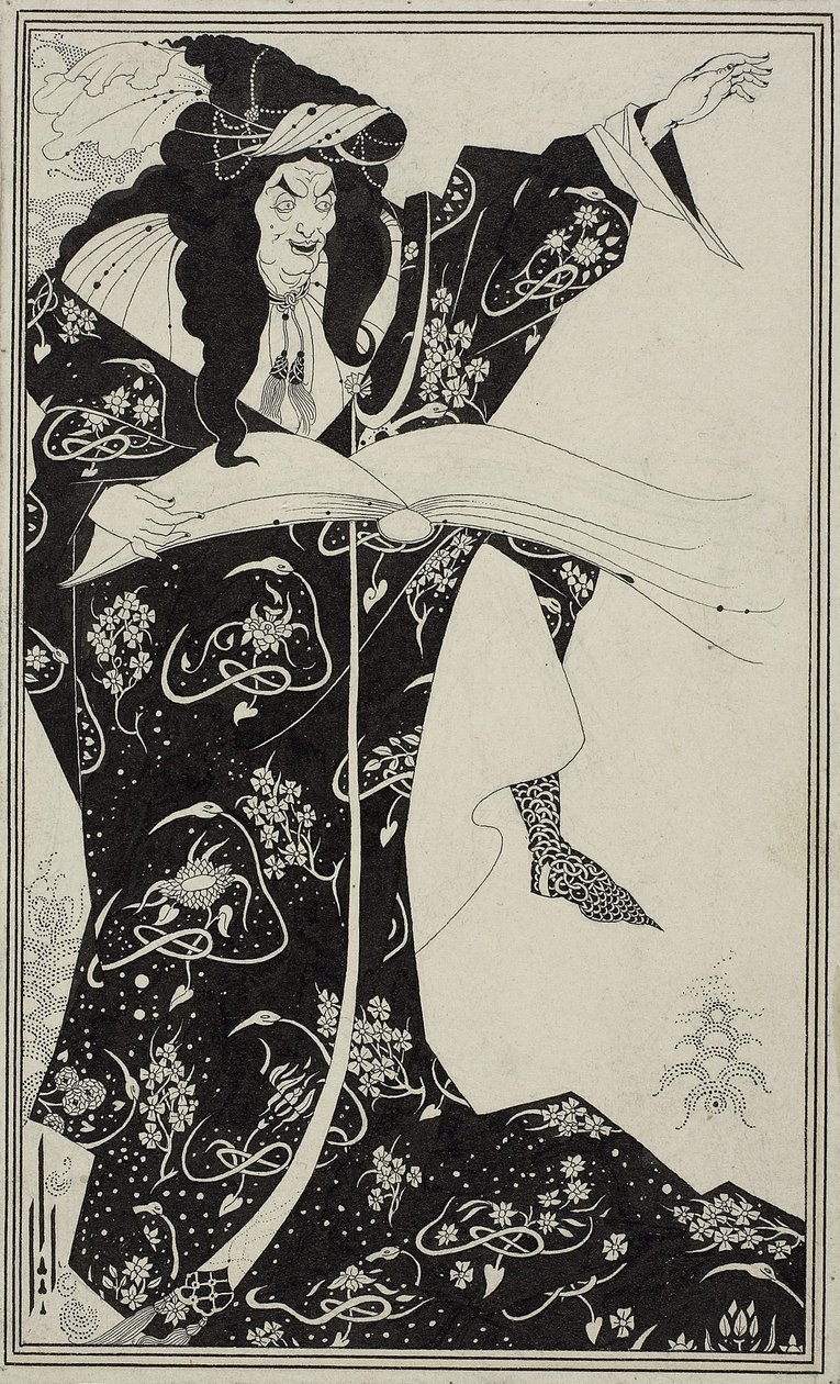 维吉尔的巫师，c.1893 作者 奥布里·比尔兹利