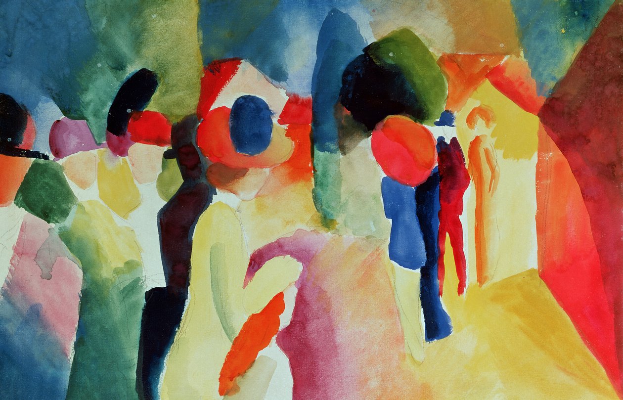 一件黄色夹克的女人，1913年（水彩画） 作者 奥古斯特·马克