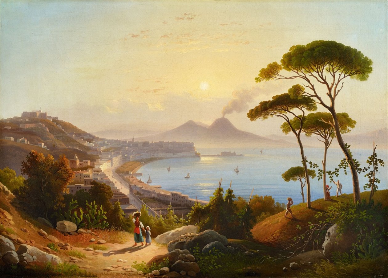 德语：Blick auf den Golf von Neapel 那不勒斯海湾美景 作者 奥古斯特·艾尔伯恩
