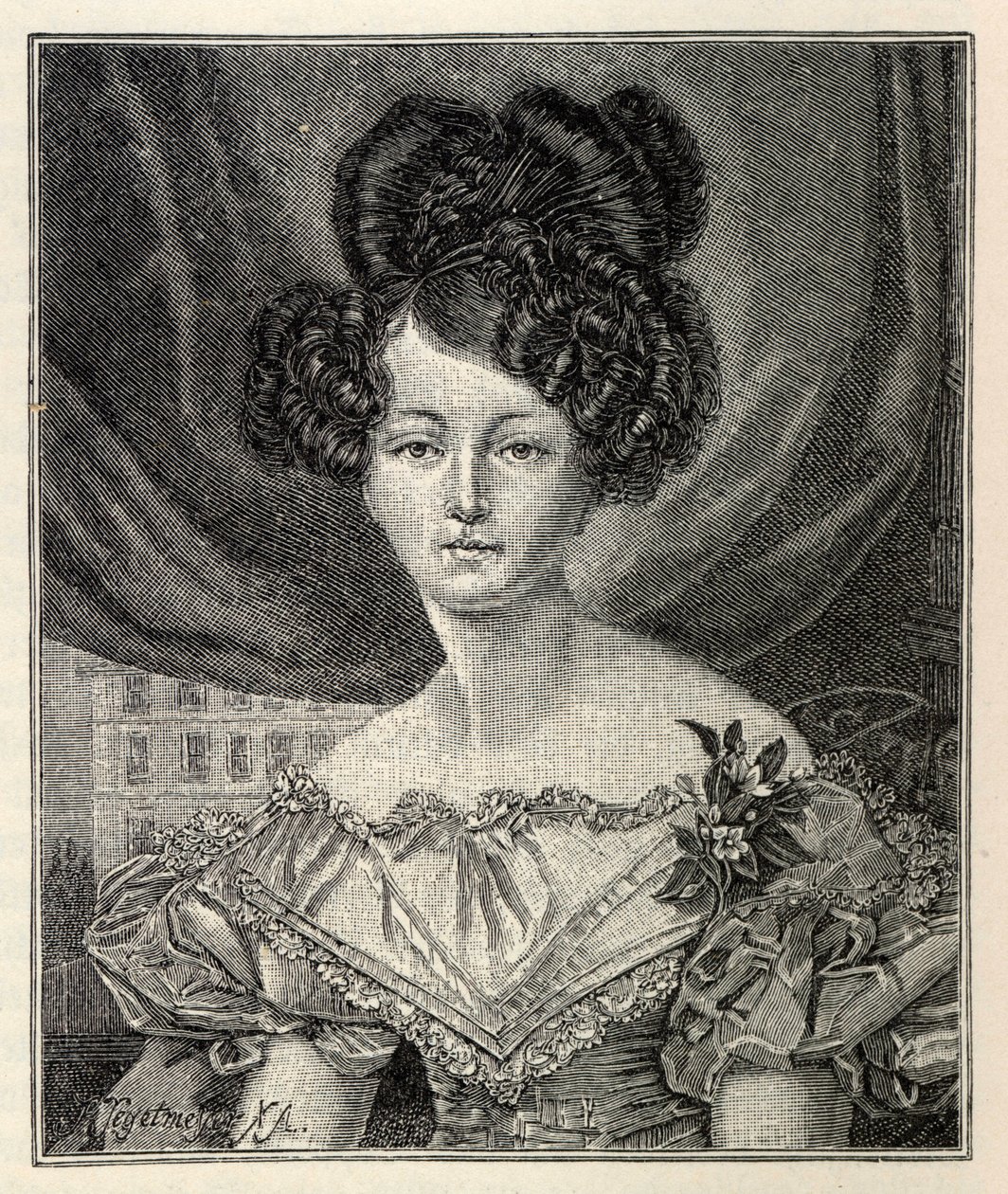 萨克森-魏玛-艾森纳赫的奥古斯塔作为普鲁士的公主，1829年。 作者 August Heinrich Ferdinand Tegetmeyer