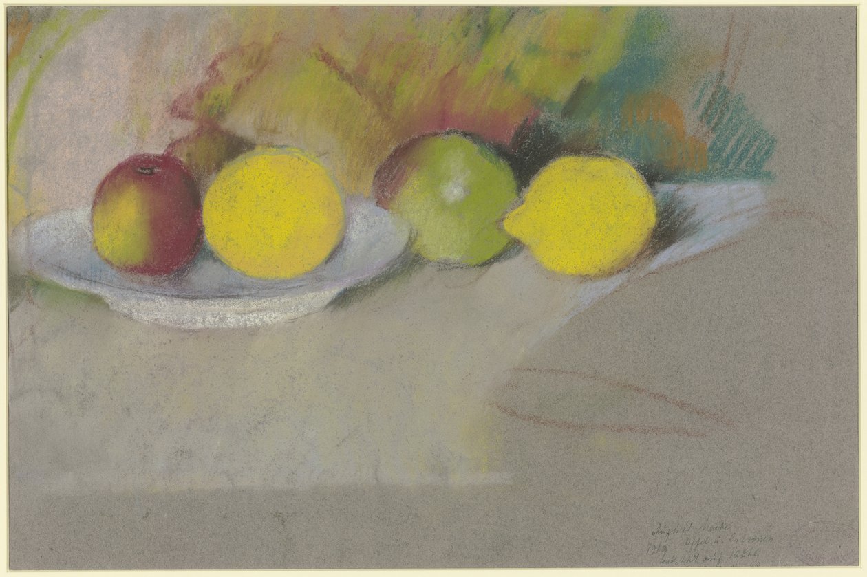 苹果和柠檬，约 1909-10 年（纸上粉彩画） 作者 奥古斯特·马克