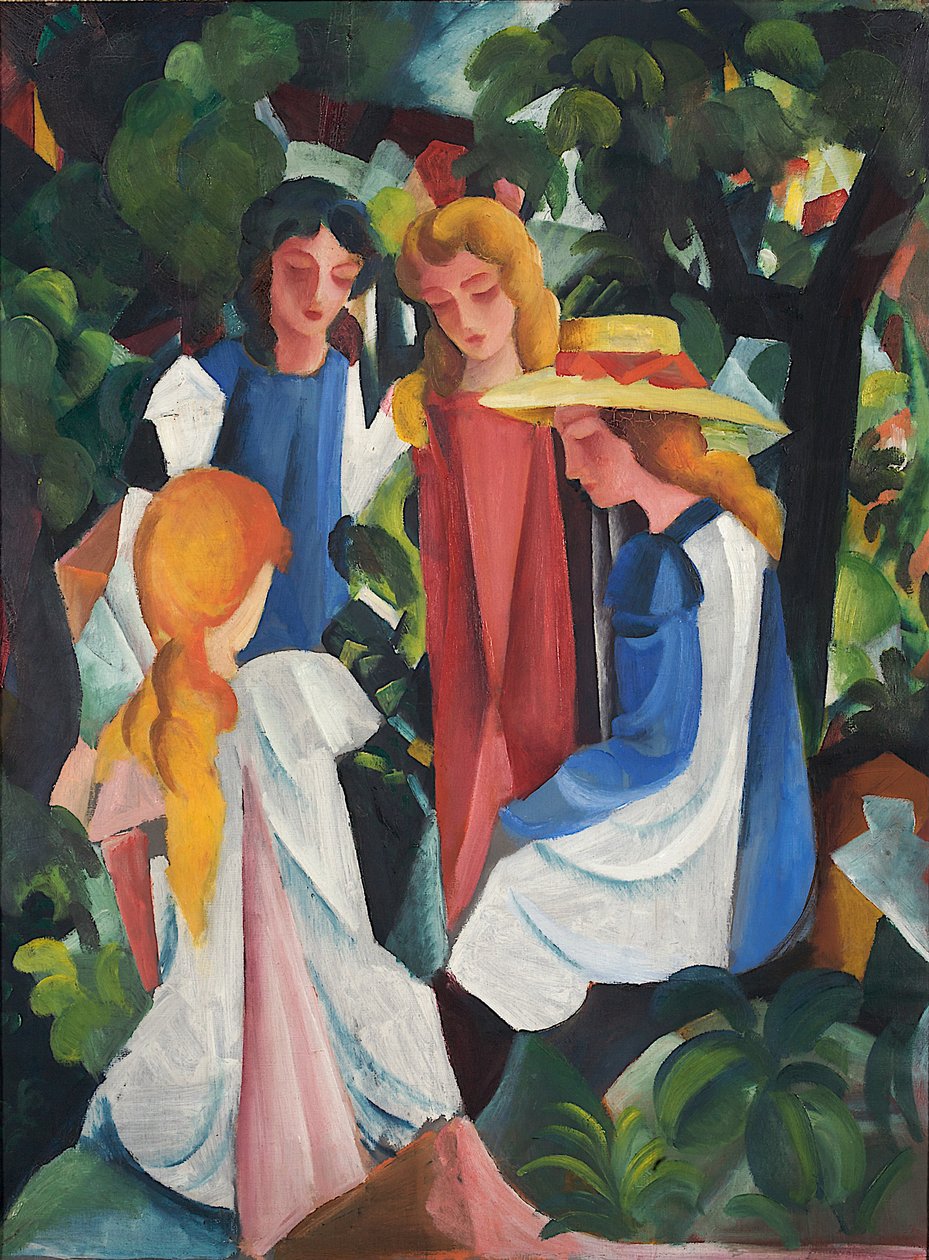 四个女孩，1912-1913年 作者 奥古斯特·马克