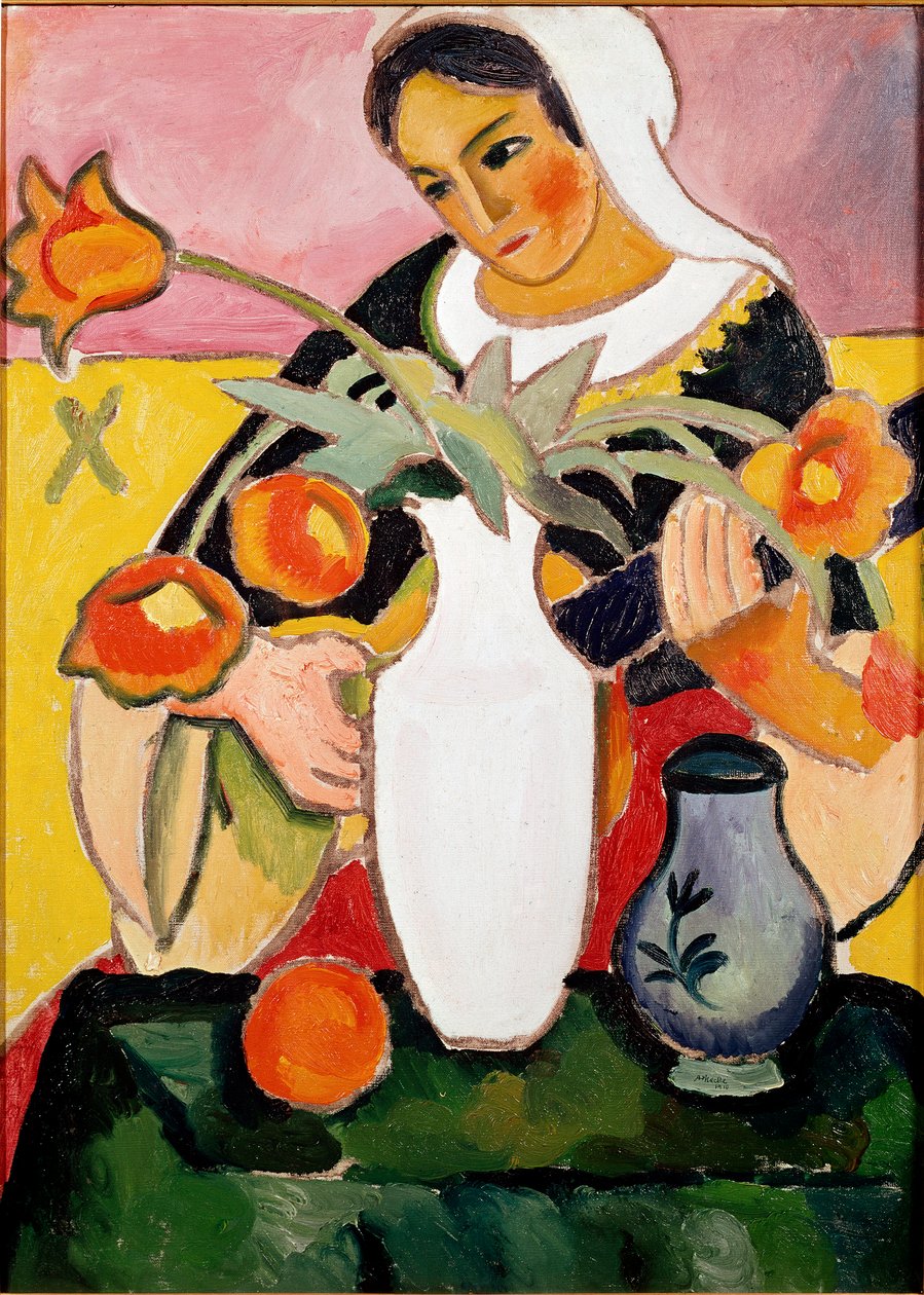 琵琶演奏者 August Macke (1887-1914) 绘画，1910 年巴黎，现代艺术画廊 作者 奥古斯特·马克