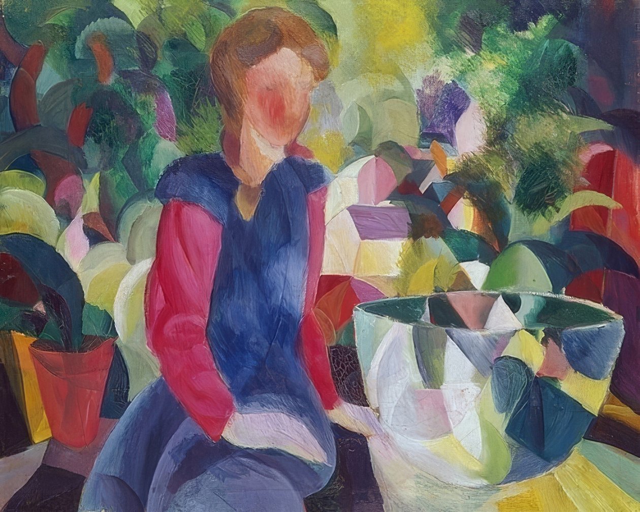 鱼玻璃的女孩。 1914年 作者 奥古斯特·马克