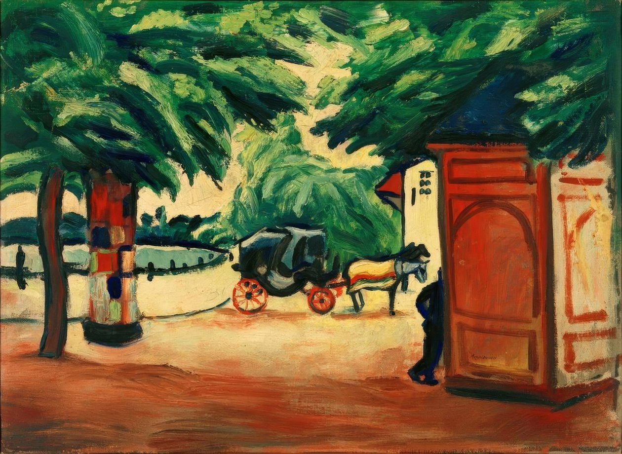 马droschke在公园湖 作者 奥古斯特·马克