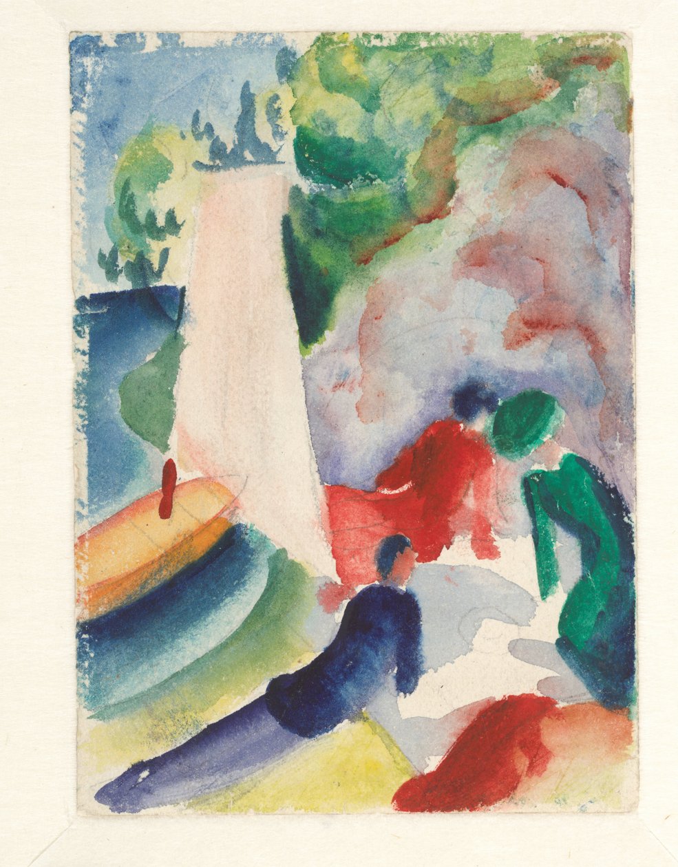 在沙滩上野餐在航行后野餐，1913年 作者 奥古斯特·马克