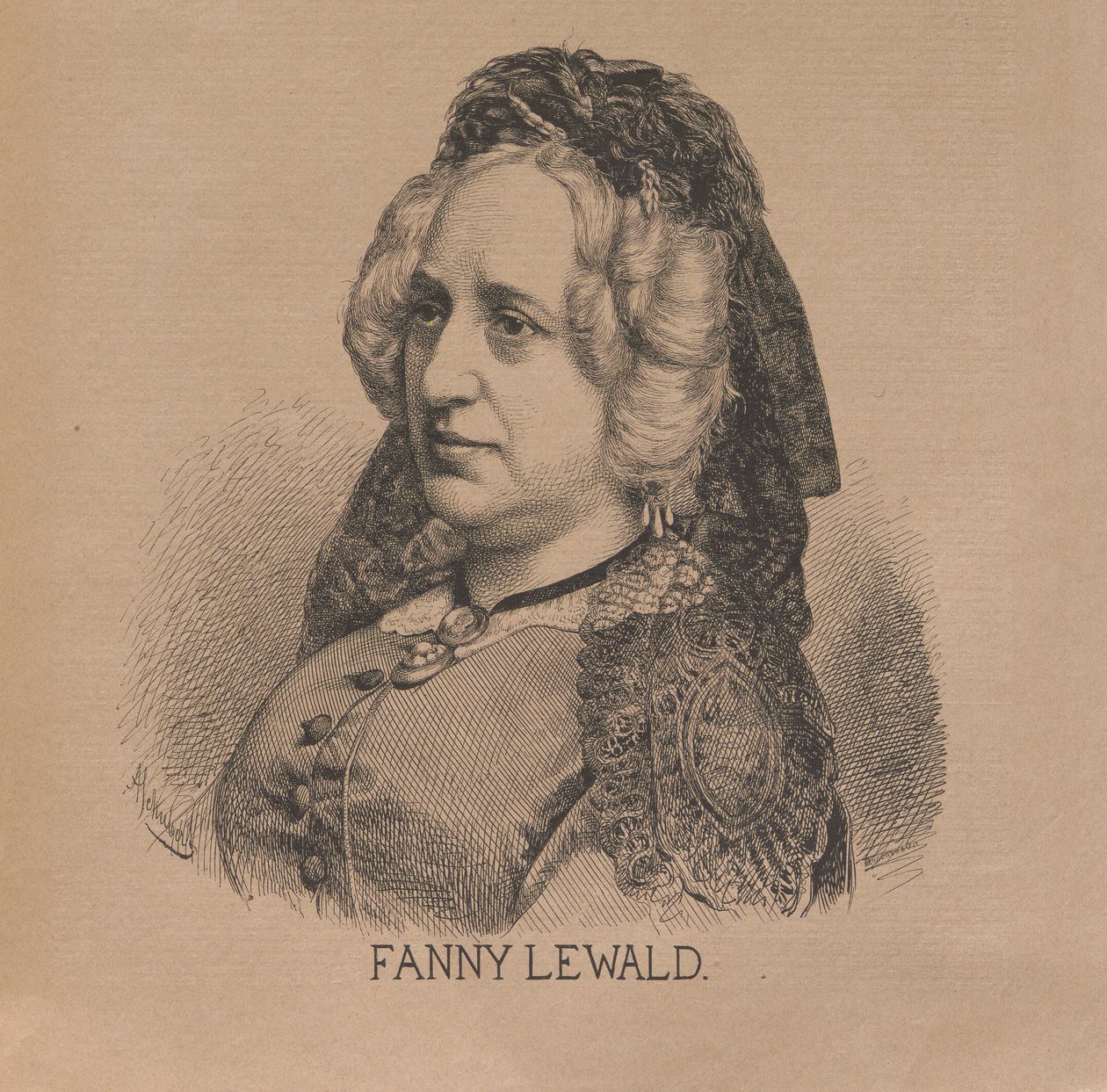 作家Fanny Lewald 1811-1889年，1879年。 作者 奥古斯特·舒伯特