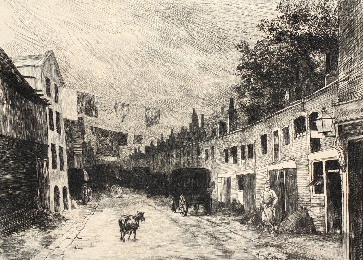 来自&39;The Street in London&39;的插图，酒吧。作者：G。Charpentier et Cie，1884 作者 奥古斯特·安德烈·兰孔