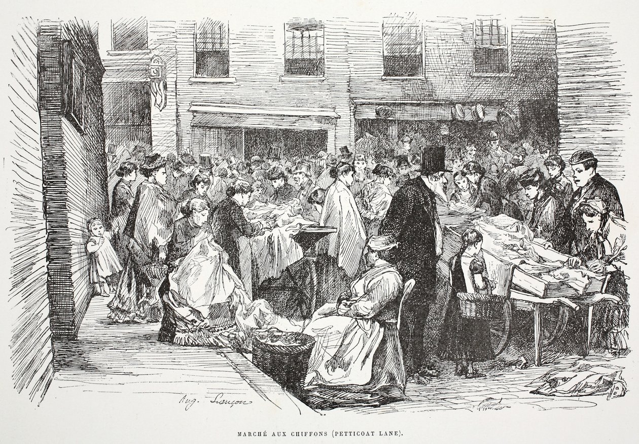 衬裙巷，插图来自&39;伦敦街&39;，酒吧。作者：G。Charpentier et Cie，1884 作者 奥古斯特·安德烈·兰孔