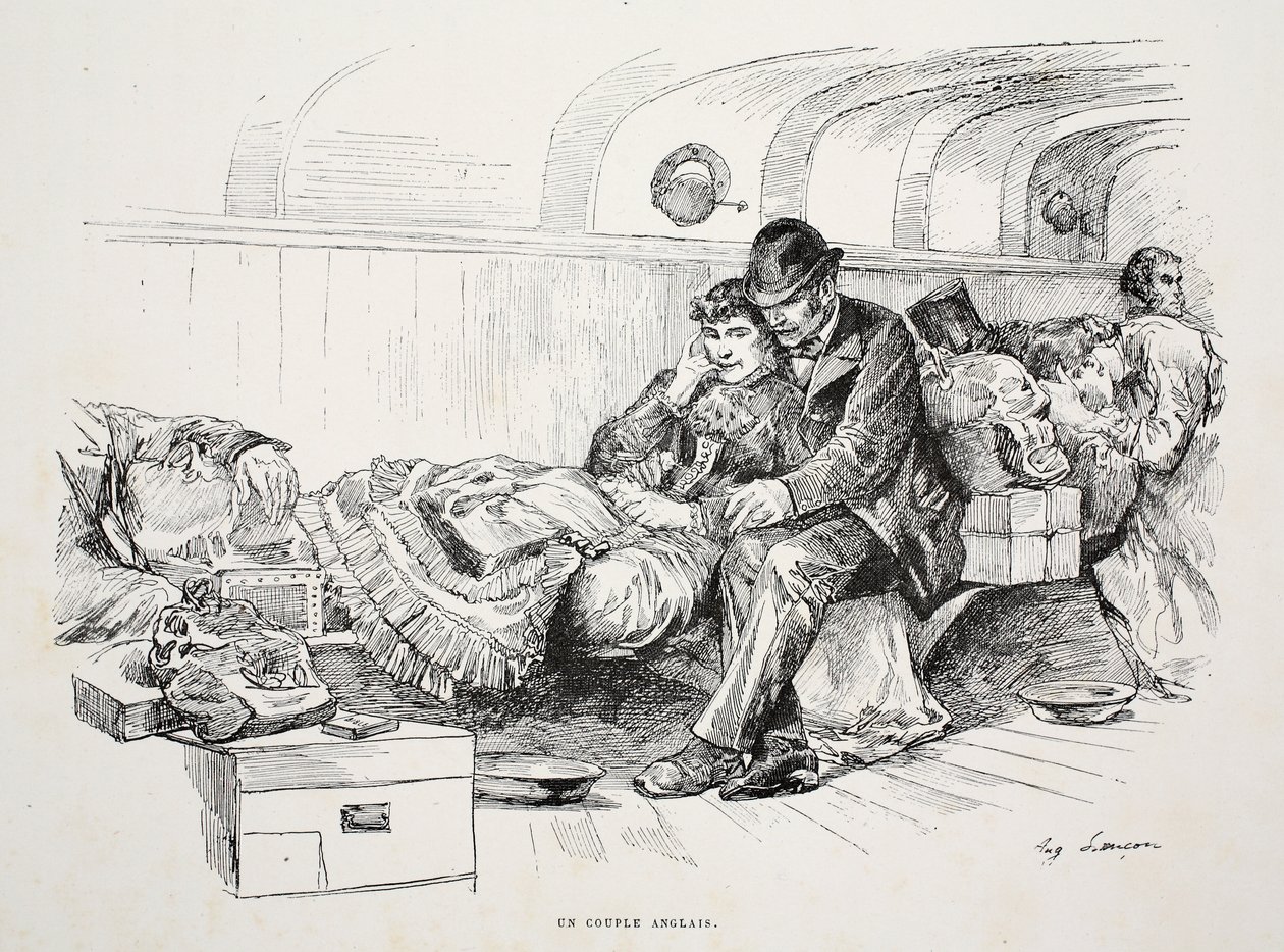 一对英国夫妇，插图来自&39;伦敦街&39;，酒吧。作者：G。Charpentier et Cie，1884 作者 奥古斯特·安德烈·兰孔