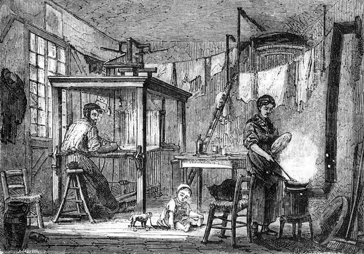 里昂韦弗和他的家人，1880年（石版画） 作者 奥古斯特·杰拉丁（Auguste Gerardin）