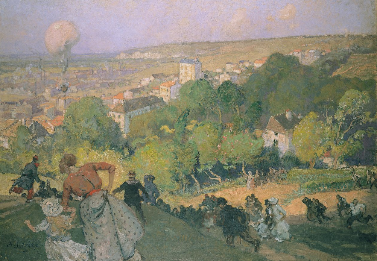 气球着陆在Pre St-Gervais，c.1885 作者 奥古斯特·路易斯·勒佩尔
