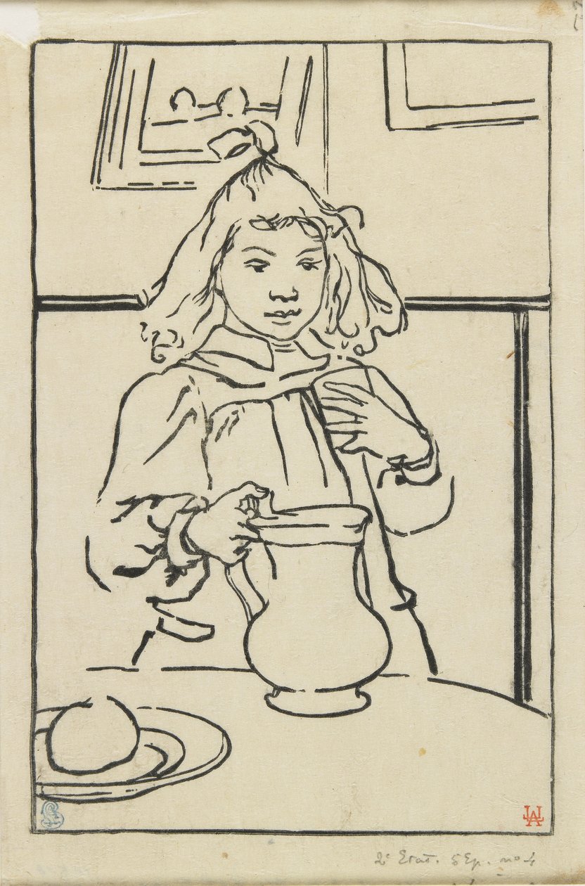 投手的年轻女孩，1890年 作者 奥古斯特·路易斯·勒佩尔