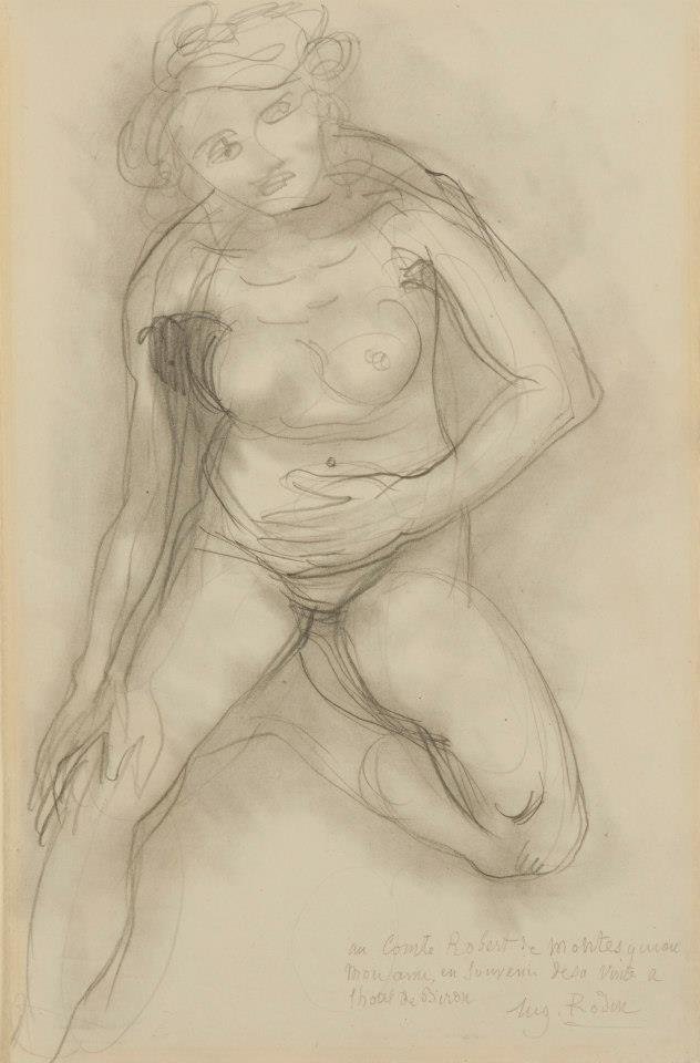 裸体女人坐在前面，收集一条腿 作者 奥古斯特·罗丹（Auguste Rodin）