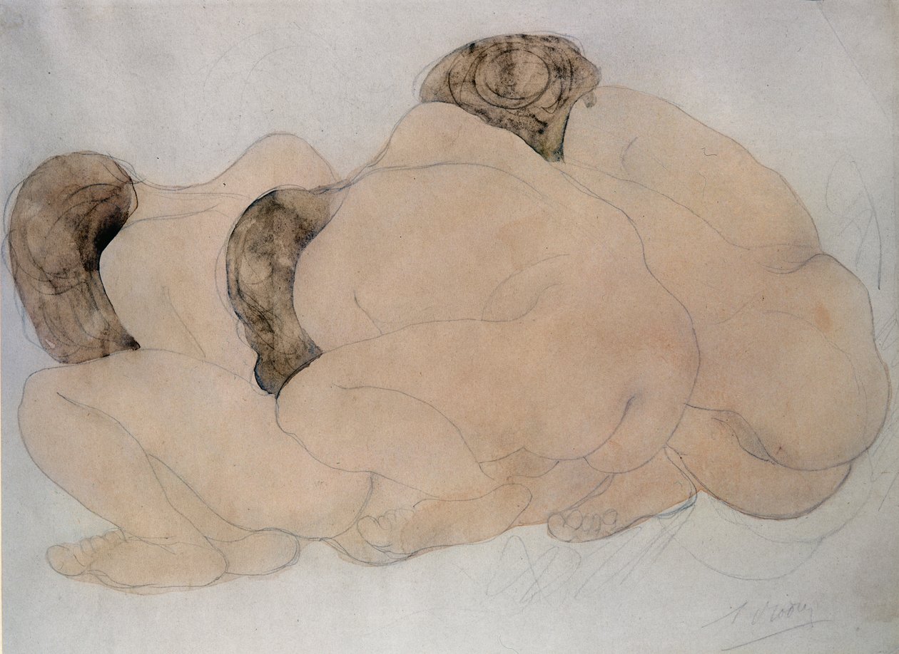 三块巨石（铅笔和纸上的wc） 作者 奥古斯特·罗丹（Auguste Rodin）