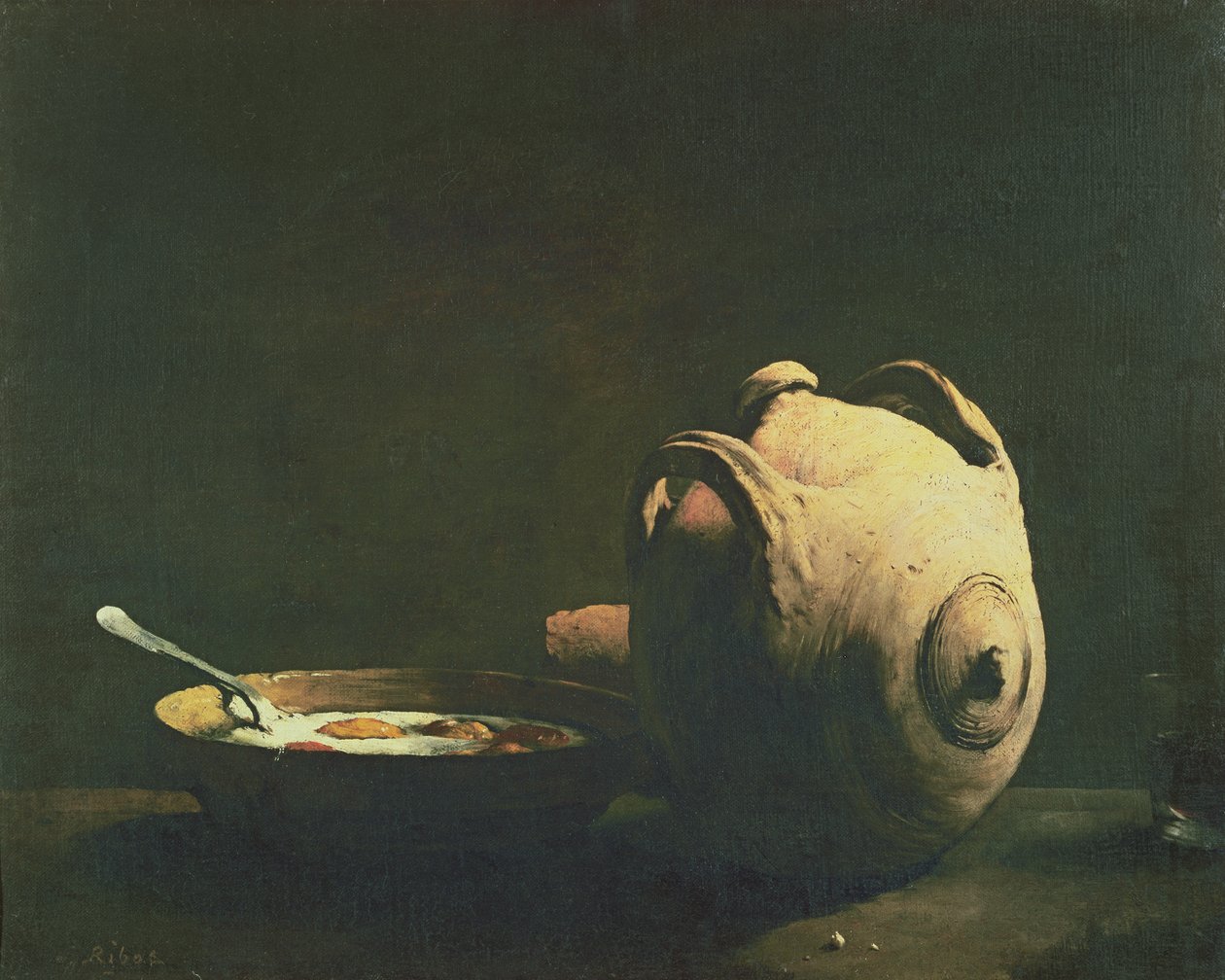 静物画用在板材的鸡蛋，19世纪 作者 奥古斯特·奥杜勒·里伯特