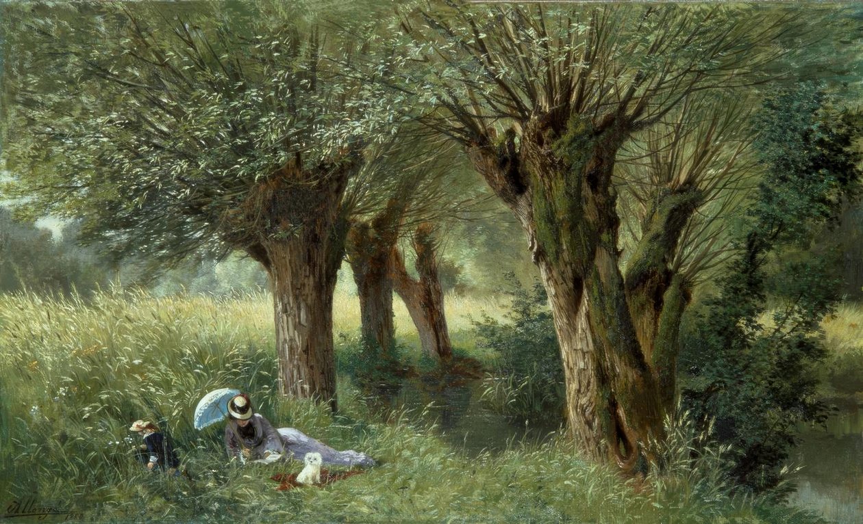 阿拉贡（A.Allonge），《草地上-画》，1880年 作者 奥古斯特·阿隆格
