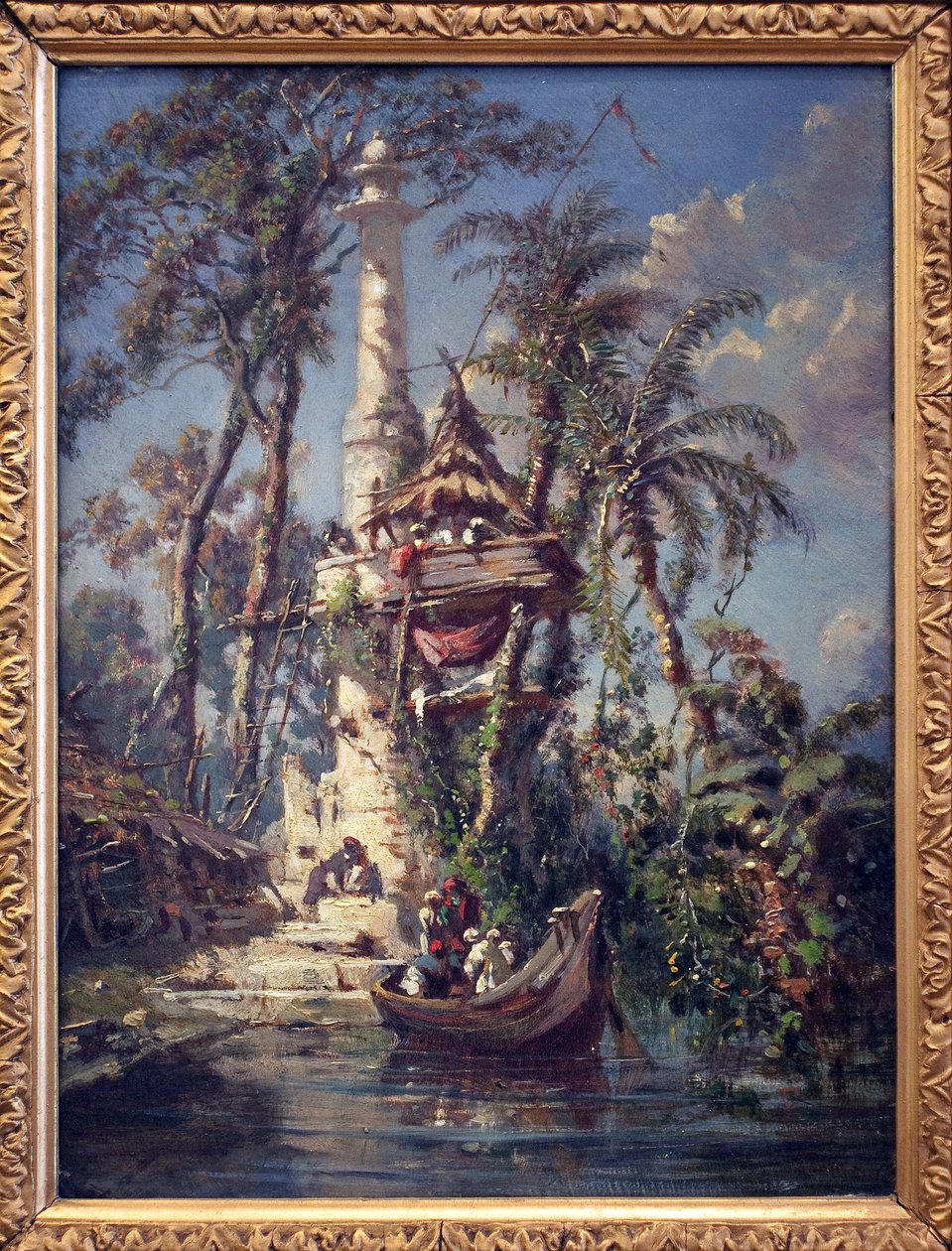 Hoogly 河岸的天文台（印度孟加拉）。 Auguste Borget (1808-1877) 绘画，桃花心木油彩 作者 奥古斯特·伯吉