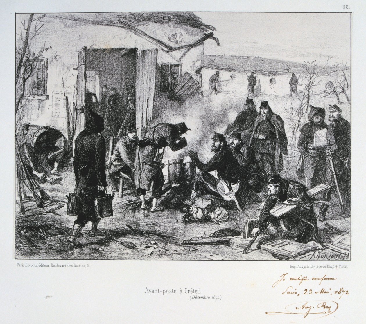 1870年12月，法普战争中，巴黎围攻的克里特伊（Creteil）法国高级护卫队1872年12月 作者 奥古斯特·布莱