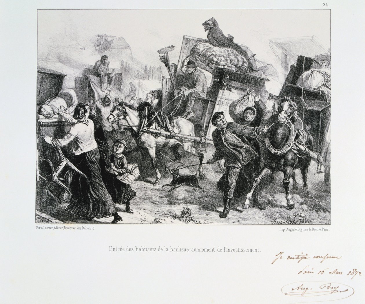 在普鲁士人围攻巴黎之前，郊区居民到达巴黎，1870年，1872年 作者 奥古斯特·布莱