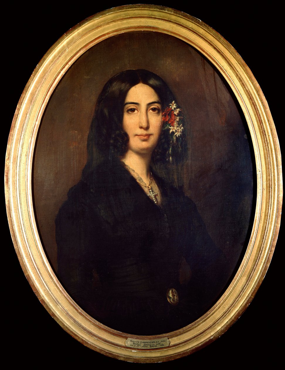 George Sand (Aurore Dupin, Baronne Dudevant) (1804-1876) 于 1832 年的肖像。 Auguste Charpentier (1813-1880) 绘画巴黎卡纳瓦莱博物馆 作者 奥古斯特·夏庞蒂埃