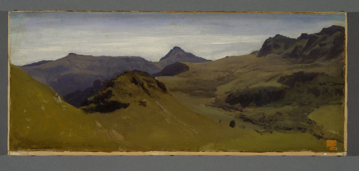 Auvergne景观，1850年（纸上油画） 作者 奥古斯特·弗朗索瓦·邦海尔