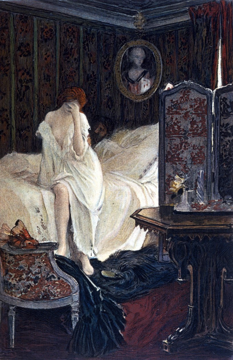 通奸的女人。奥古斯特-弗朗索瓦-戈尔盖（1862-1927）为安纳托尔-法兰西的《胭脂鱼》所作的插图。 作者 奥古斯特·弗朗索瓦·戈格