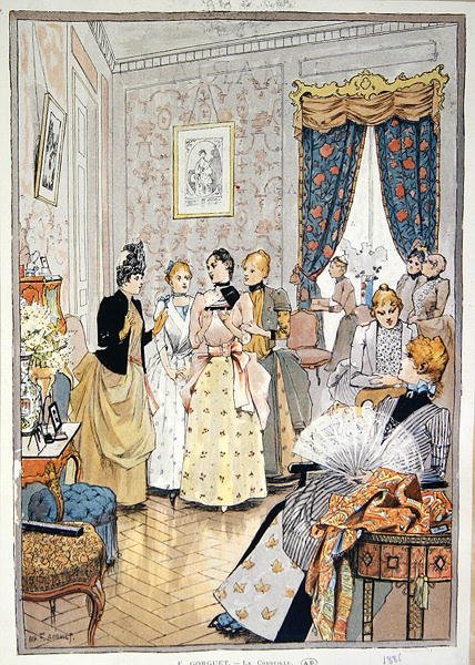 婚礼礼物》（1886年）（彩色平版印刷）。 作者 奥古斯特·弗朗索瓦·戈格