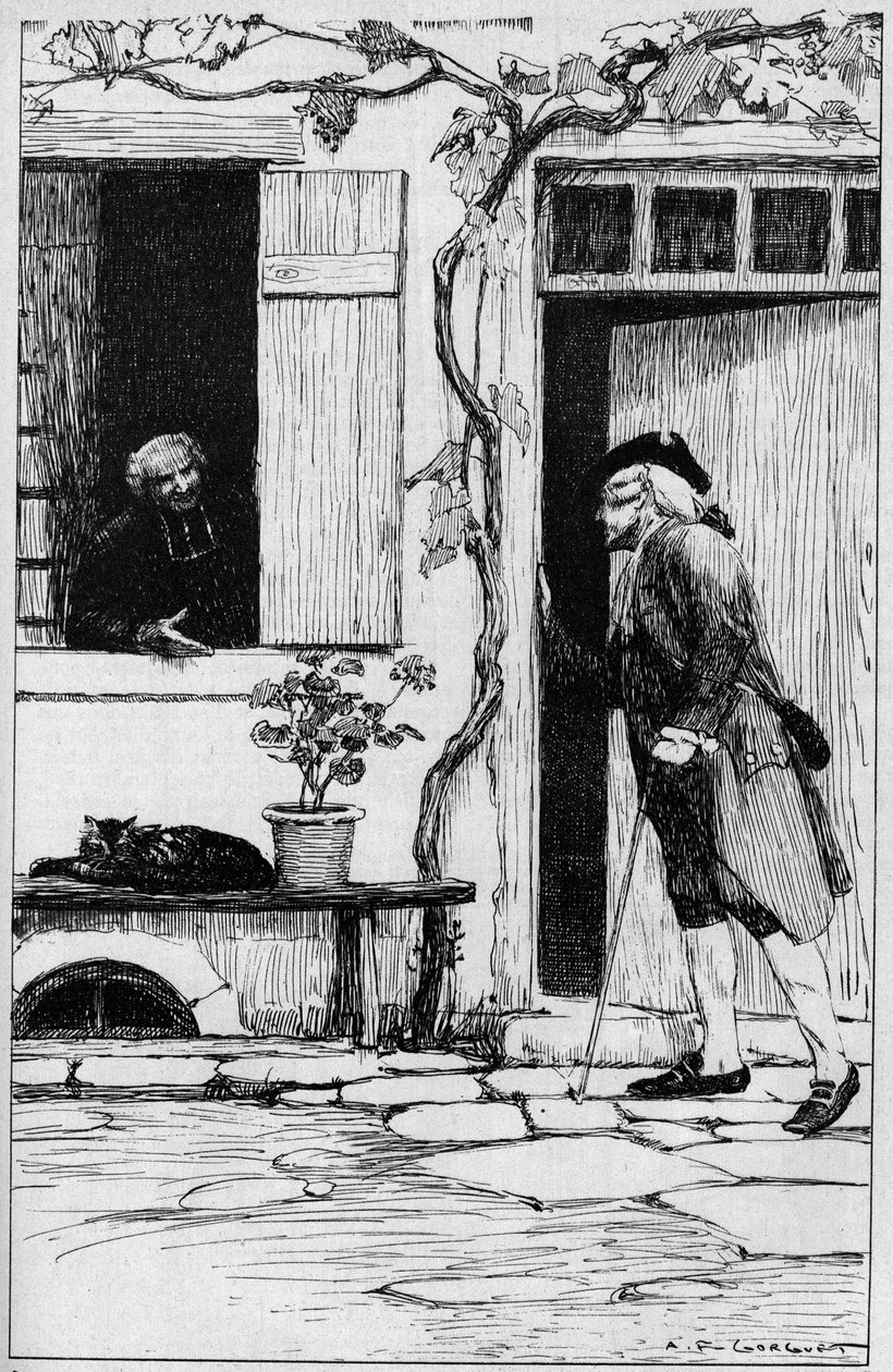 Ermenonville村的教区邀请哲学家Jean Jacques Rousseau（1712-1778）进入他的长老会。瓦兹省（60）。插图：Auguste Francois Gorguet (1862-1927) 作者 奥古斯特·弗朗索瓦·戈格