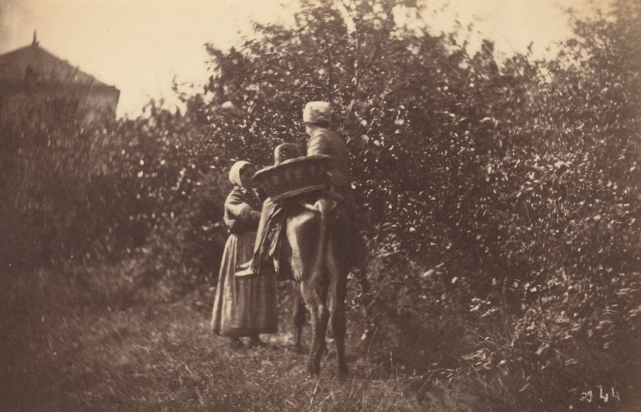 两个女人和驴子，1870年代末。 作者 奥古斯特·吉罗东