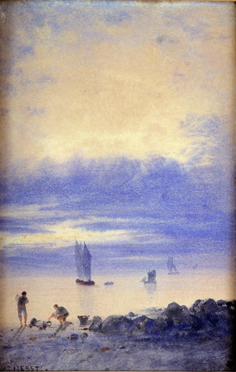 海景，圣马洛海滩（纸上的卫生纸） 作者 奥古斯特·赫斯特