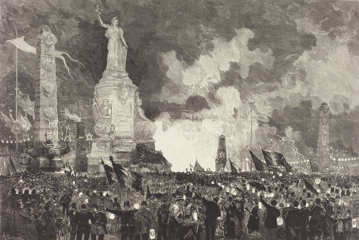 7月14日。共和国广场的照明，1883年。 作者 奥古斯特·勒佩雷（Auguste Lepere）