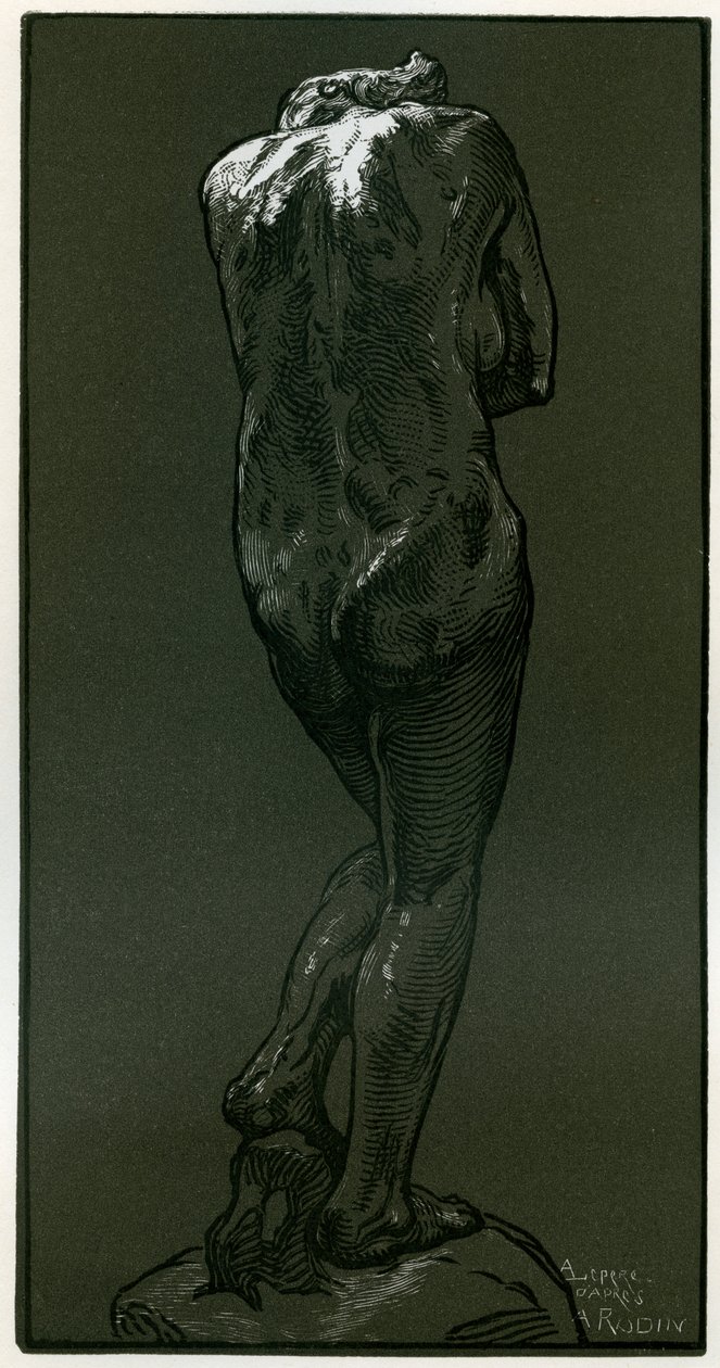 1898年罗丹（Rodin）雕刻雕像后的木刻画。 作者 奥古斯特·路易斯·勒佩尔