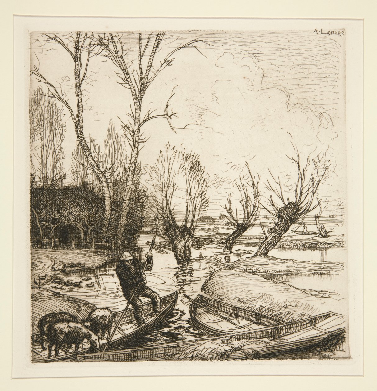 Au marais inonde - Le berger（洪水泛滥的马莱 - 牧羊人） 作者 奥古斯特·勒佩雷（Auguste Lepere）