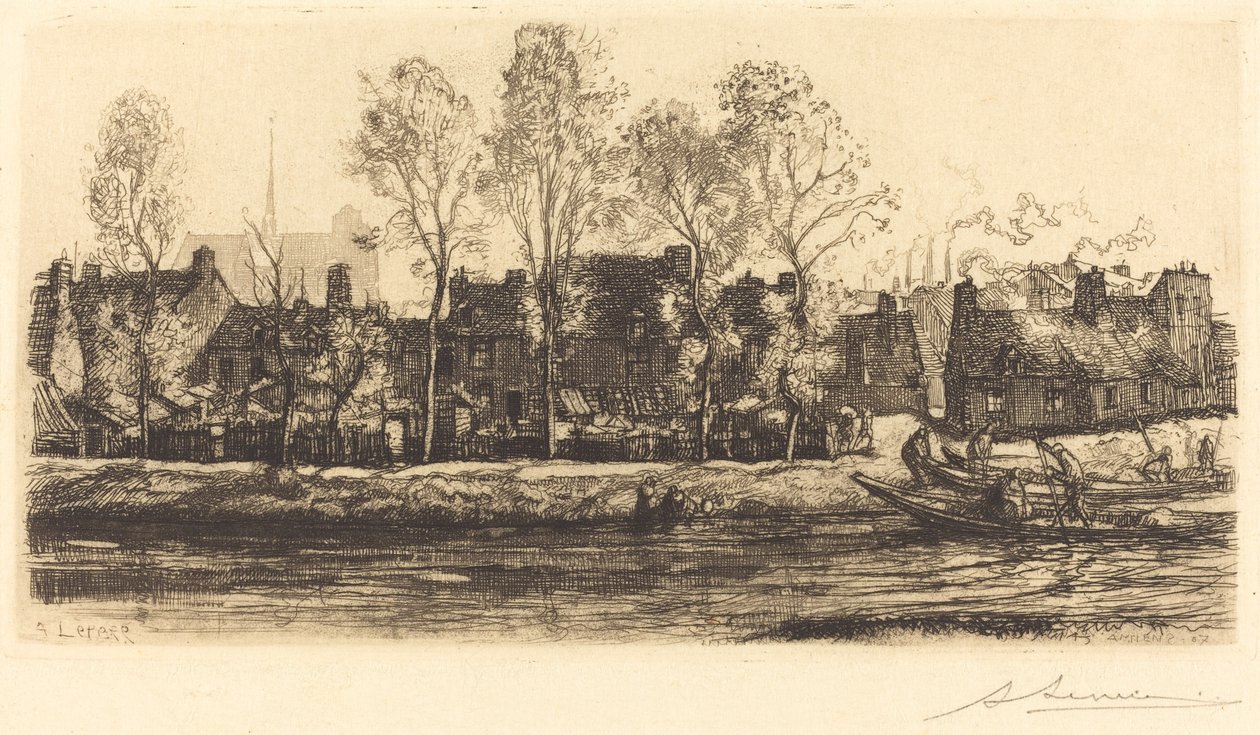 亚眠的索姆河岸(Bords de la Somme a Amiens) 作者 奥古斯特·勒佩雷（Auguste Lepere）