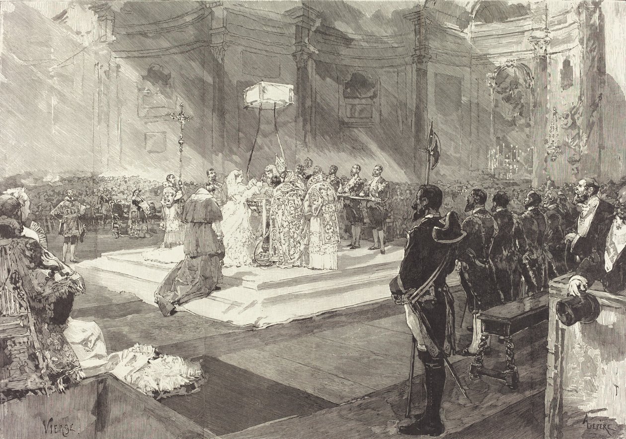 在西班牙宫廷举行的皇家洗礼，1882年。 作者 奥古斯特·勒佩雷（Auguste Lepere）