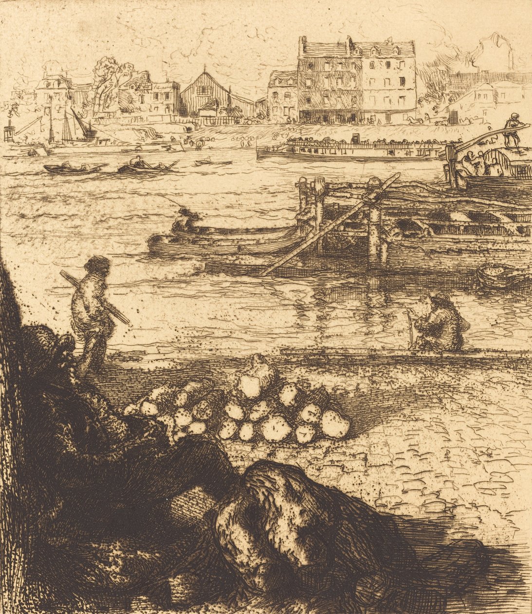 Dockman, 码头在La Gare Le debardeur, quai de La Gare, 1894. 作者 奥古斯特·勒佩雷（Auguste Lepere）