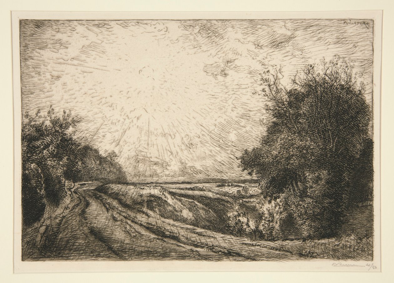 La route de La Houssoye (Crvecur-le-Grand) (从 La Houssoye [Crevecoeur-le-Grand] 出发的路线) 作者 奥古斯特·勒佩雷（Auguste Lepere）