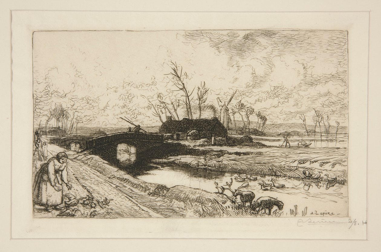 Le petit pont (Vende)（旺地小桥 作者 奥古斯特·勒佩雷（Auguste Lepere）