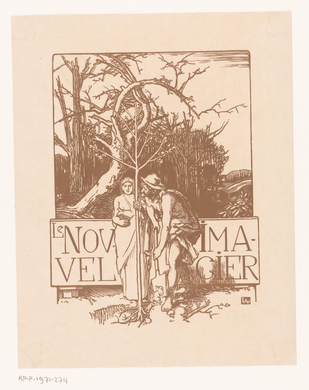 男人和女人一起种一棵小树 Le Nouvel Imagier（物体上的标题） 作者 奥古斯特·勒佩雷（Auguste Lepere）
