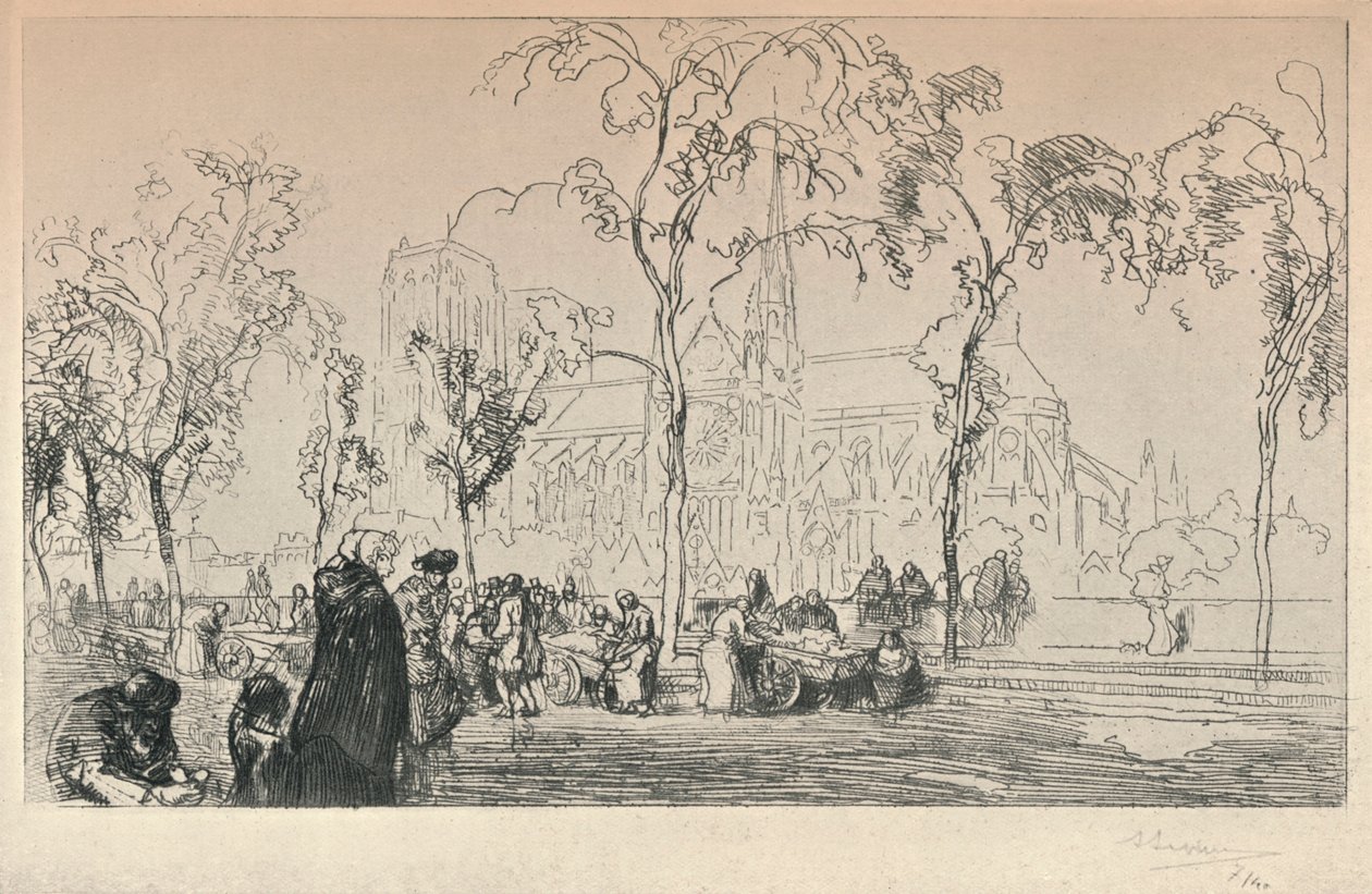 从Quai Montebello看巴黎圣母院，1915年 作者 奥古斯特·路易斯·勒佩尔