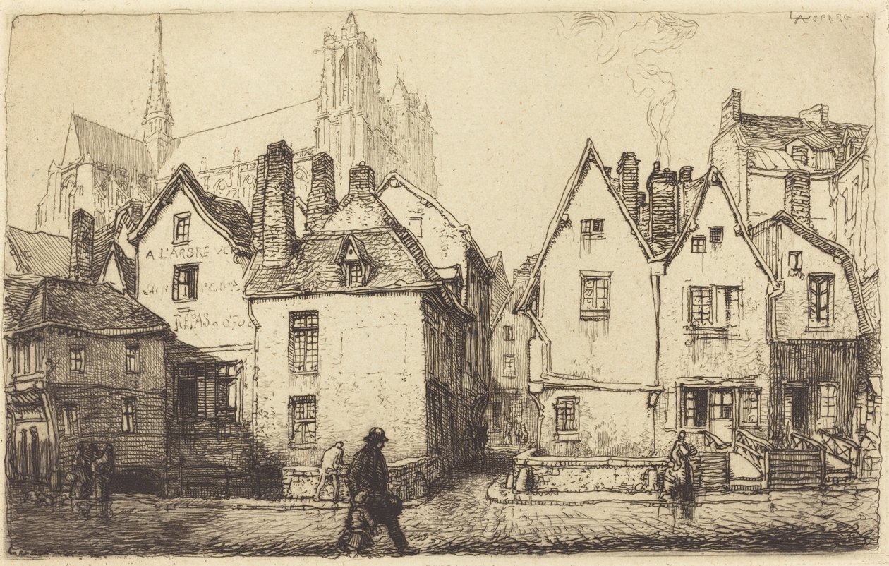 亚眠的老房子 Vieilles maisons a Amiens, 1907. 作者 奥古斯特·勒佩雷（Auguste Lepere）