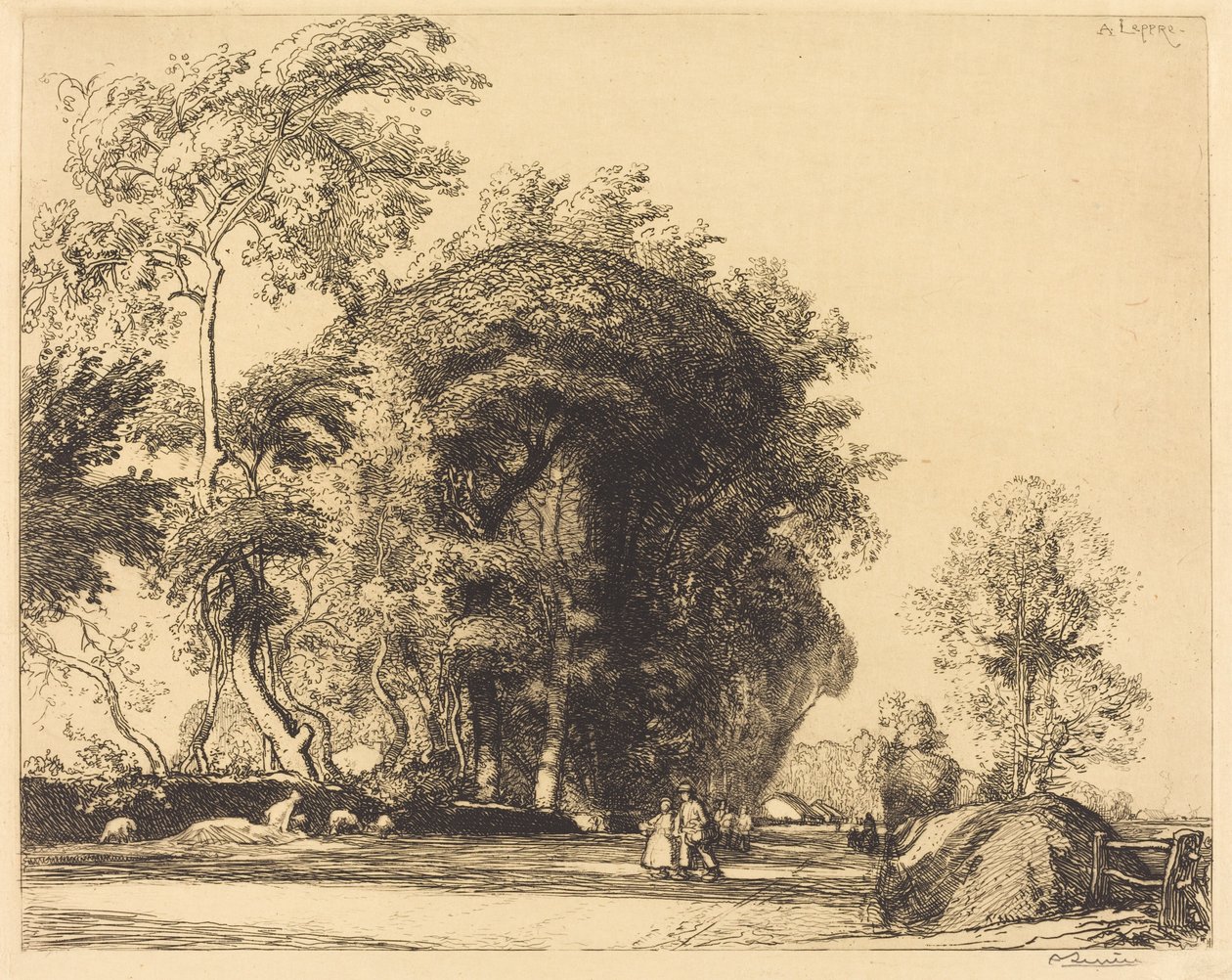 从St.-Gilles, St.-Jean-de-Monts的路径（La route de St.-Gilles, St.-Jean-de-Monts）。 作者 奥古斯特·勒佩雷（Auguste Lepere）
