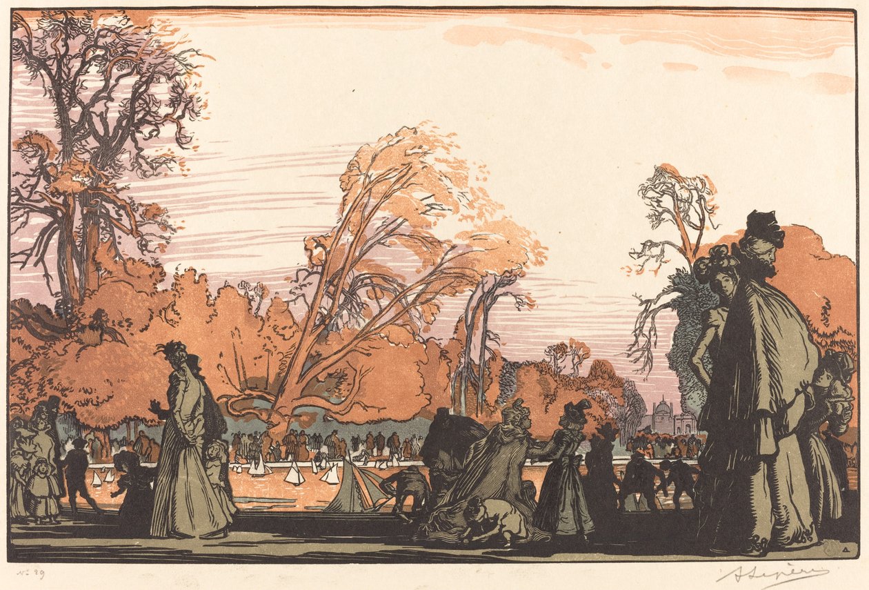 杜乐丽宫的池塘(Le bassin des Tuileries) 作者 奥古斯特·勒佩雷（Auguste Lepere）