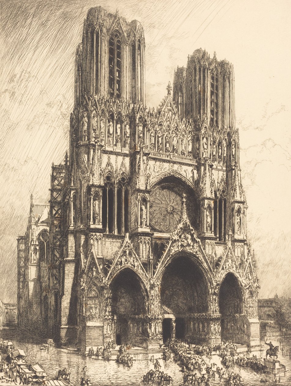 兰斯大教堂Cathedrale de Reims, 1911年。 作者 奥古斯特·勒佩雷（Auguste Lepere）