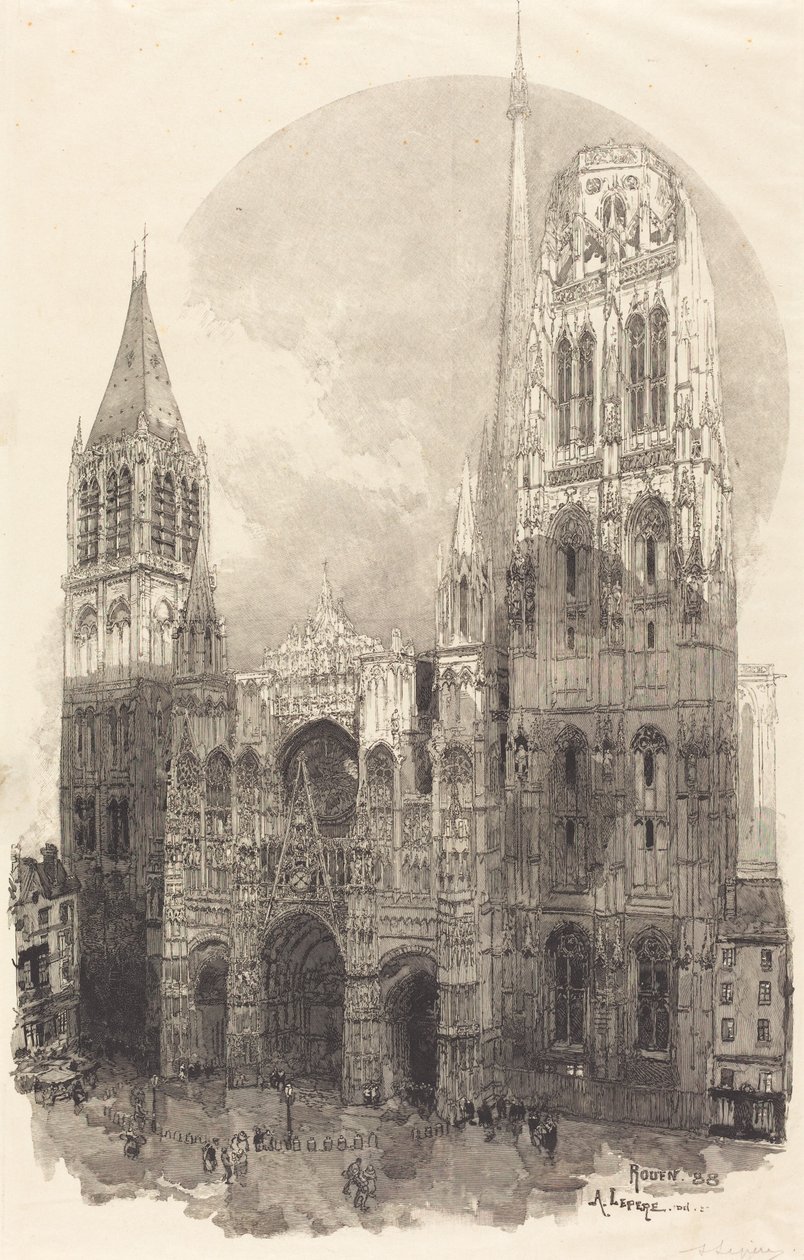 鲁昂大教堂 La Cathedral de Rouen, 1888年。 作者 奥古斯特·勒佩雷（Auguste Lepere）