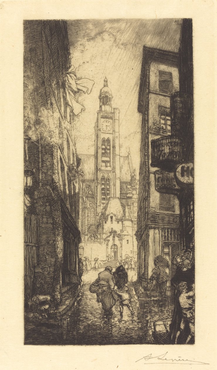 巴黎Montagne-Sainte-Genevieve街 作者 奥古斯特·勒佩雷（Auguste Lepere）